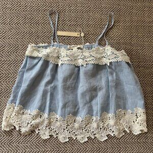BLANKNYC Lace and Linen Cropped Camisole